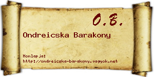 Ondreicska Barakony névjegykártya